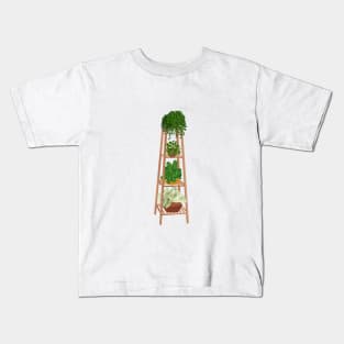 Shelf with plants illustration Kids T-Shirt